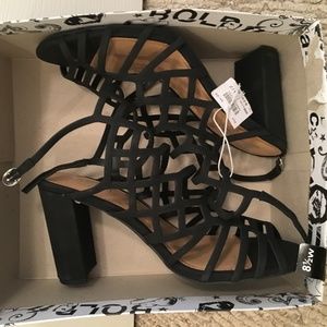 Black Strappy Healed Sandals